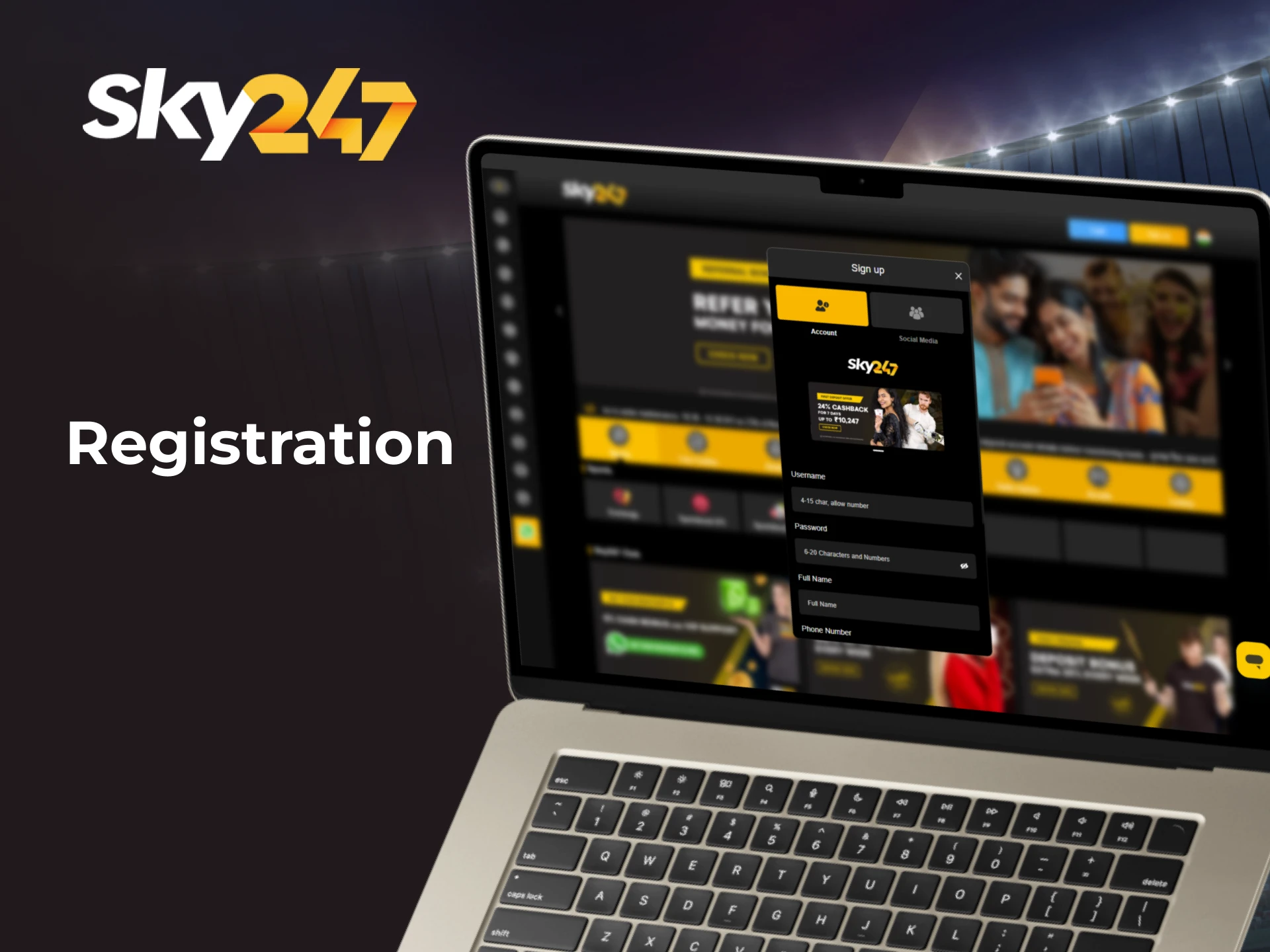 To register at the Sky247 betting platform, explore our 3-step instructions.