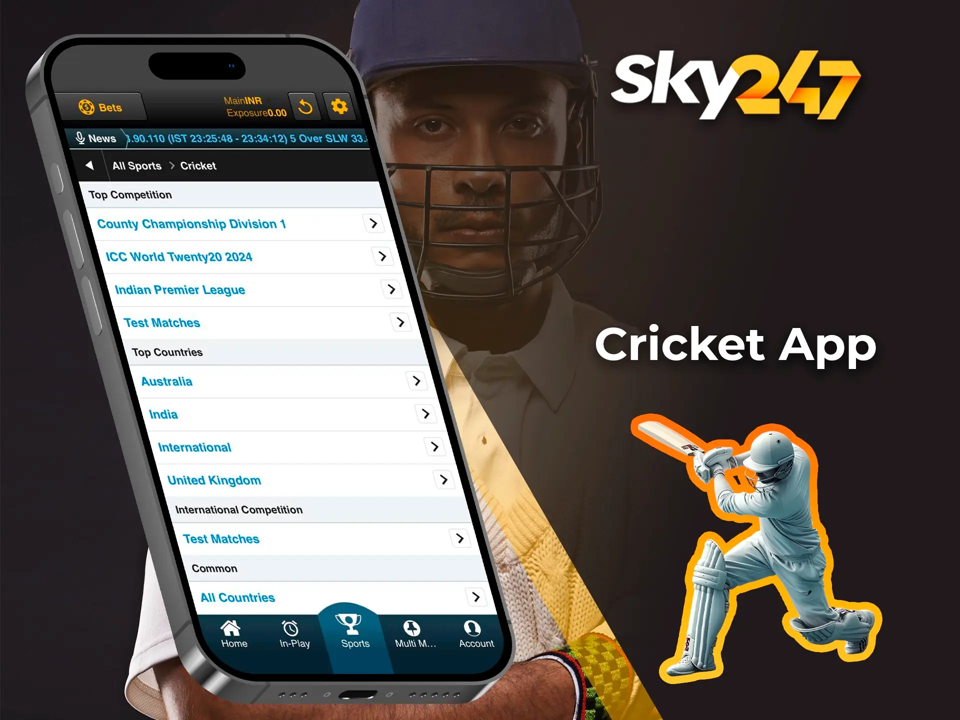 Learn more about cricket in the Sky247 app.