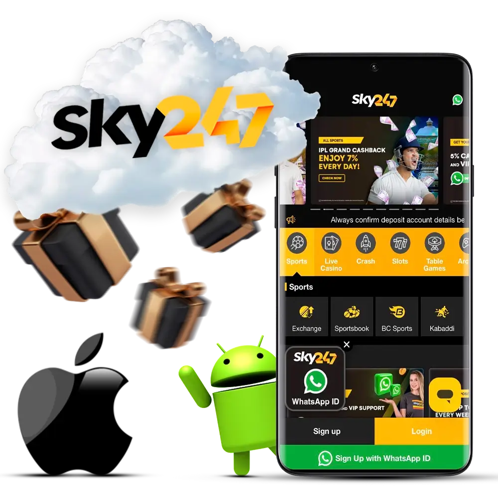 Find out how to install, download and use the Sky247 app, where you can bet on sports and play casino games.