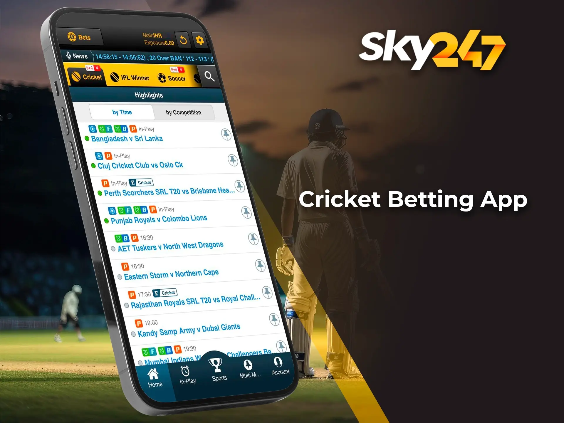 Open the cricket tab on the Sky247 app and make your first prediction.
