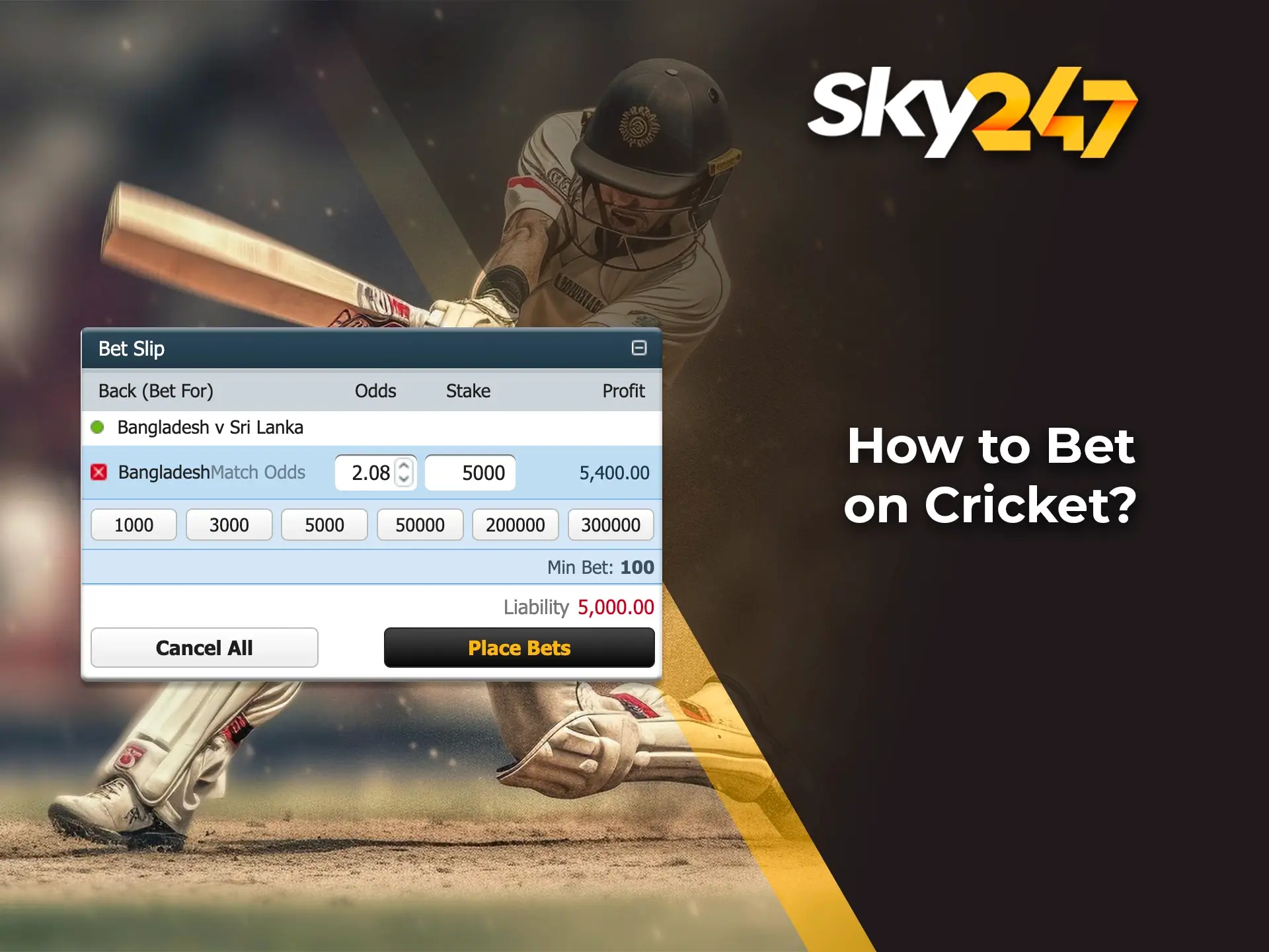 Register your account to get full access to cricket betting at Sky247.