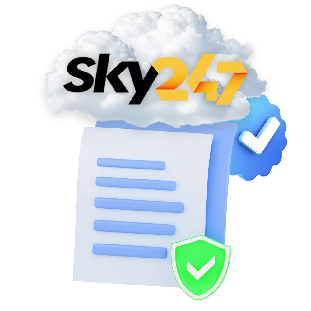 Confirm your account after creating it and read the Sky247 Casino terms of use.