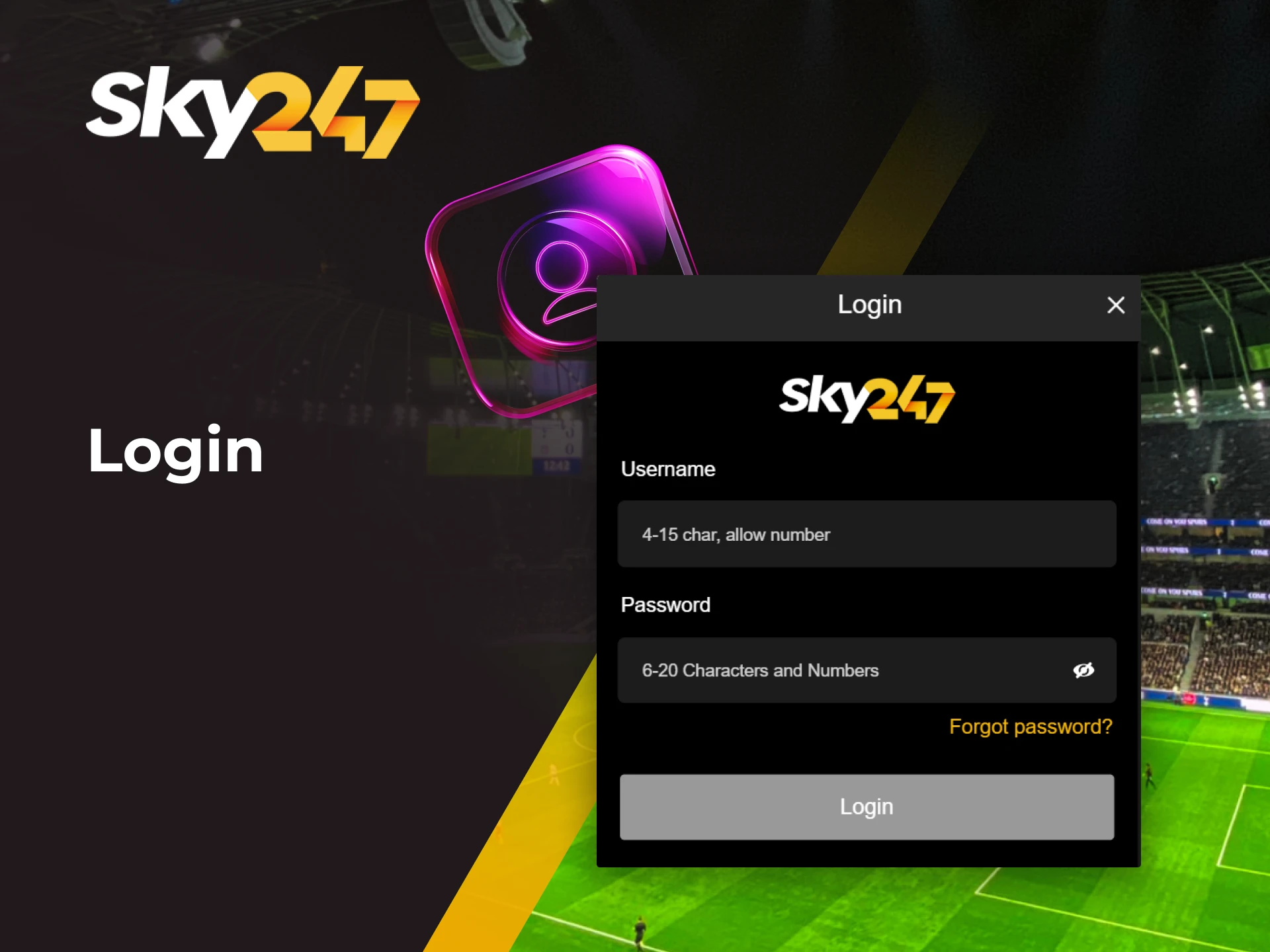 Seamless Sky247 login procedure.