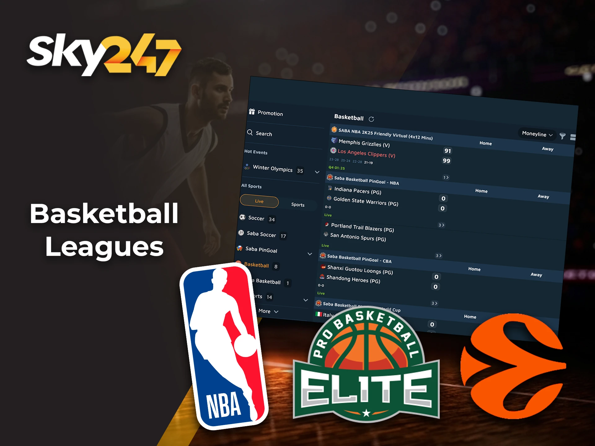Find all major international basketball leagues on Sky247 sportsbook.