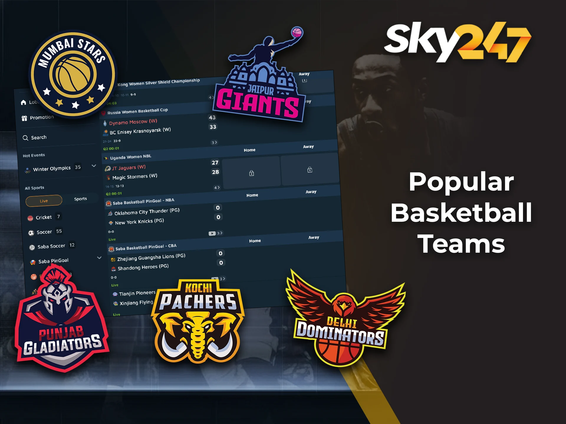 Bet on your favorite Indian basketball teams at Sky247.