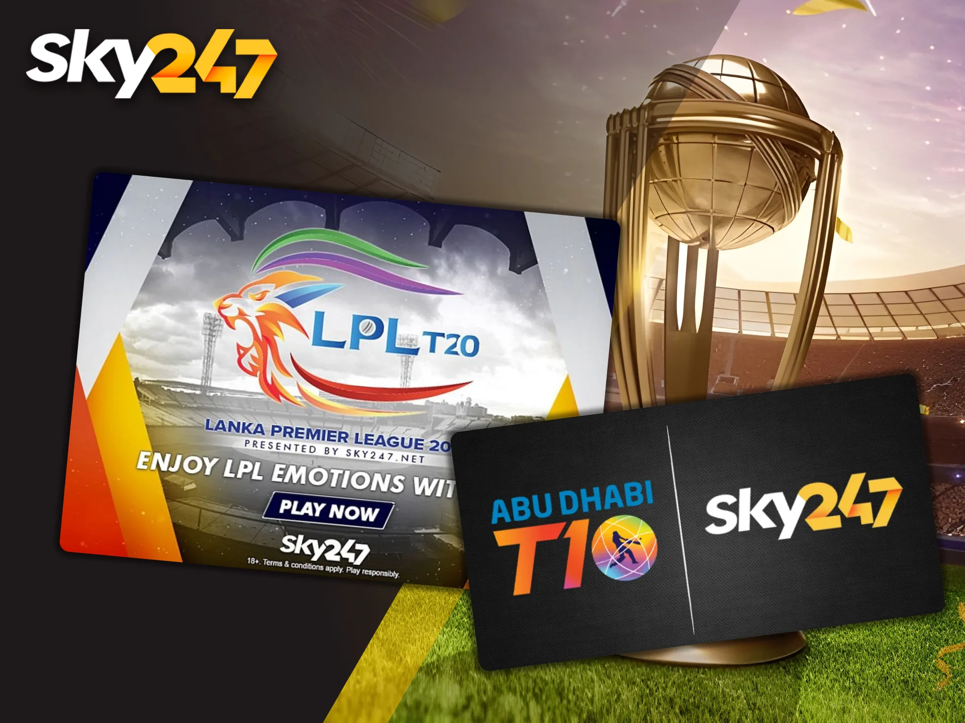 Advertising banners confirm official league sponsorships on Sky247.