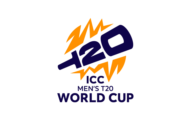 The T20 World Cup emblem advertises the tournament on Sky247.